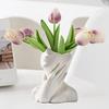 White Ceramic Face Vase, Female Form Head Half Body Bust Vases Boho Feminist Minimalism Decorative Modern Nordic Style Flower Vase for Home Living