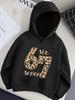 A Leopard-Print Digital 67 Printed Light Luxury Sweet And Cool Children's Black Hooded Sweatshirt