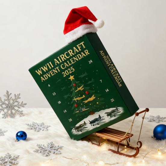 Adventní kalendář letadel z 2. světové války 2025 24 dní Stíhací letadla Ozdoby Vánoce