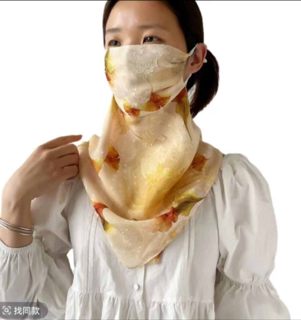 Breathable Sunscreen Mask Silk Scarf Women'S Multi-Functional Summer Full Face Cycling Veil Integrated Neck Protection Scarf Sunshade Mask