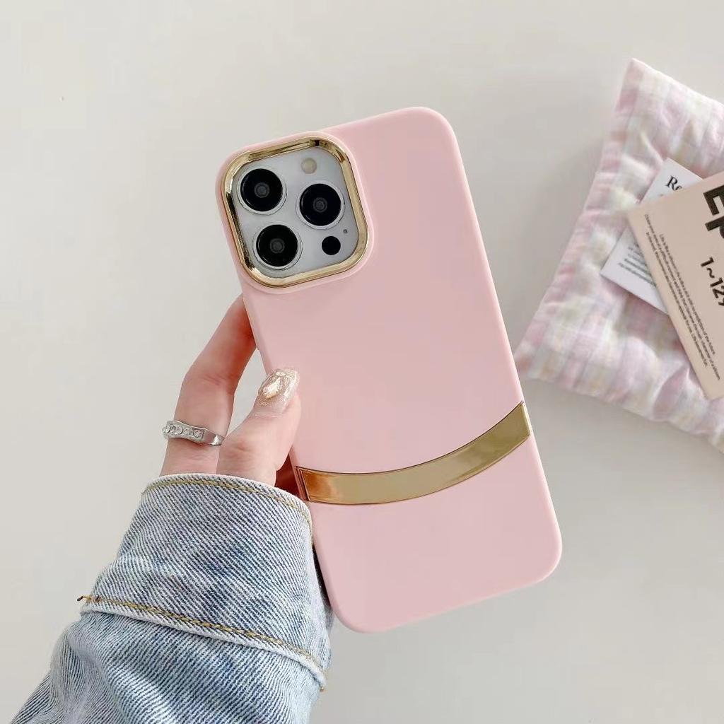 Applicable To IPhone15PRO Mobile Phone Case Simple Electroplated Apple 14MAX Niche Anti-fall Soft Shell Protection Case