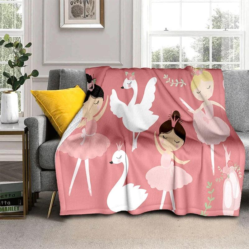 Süßes Ballettmädchen, Ballerina, Fee, Schwan, Einhorn, Cartoon, 3D-Decke, weiche Überwurfdecke für Zuhause, Schlafzimmer, Bett, Sofa, Picknick, Reisen, Kinder