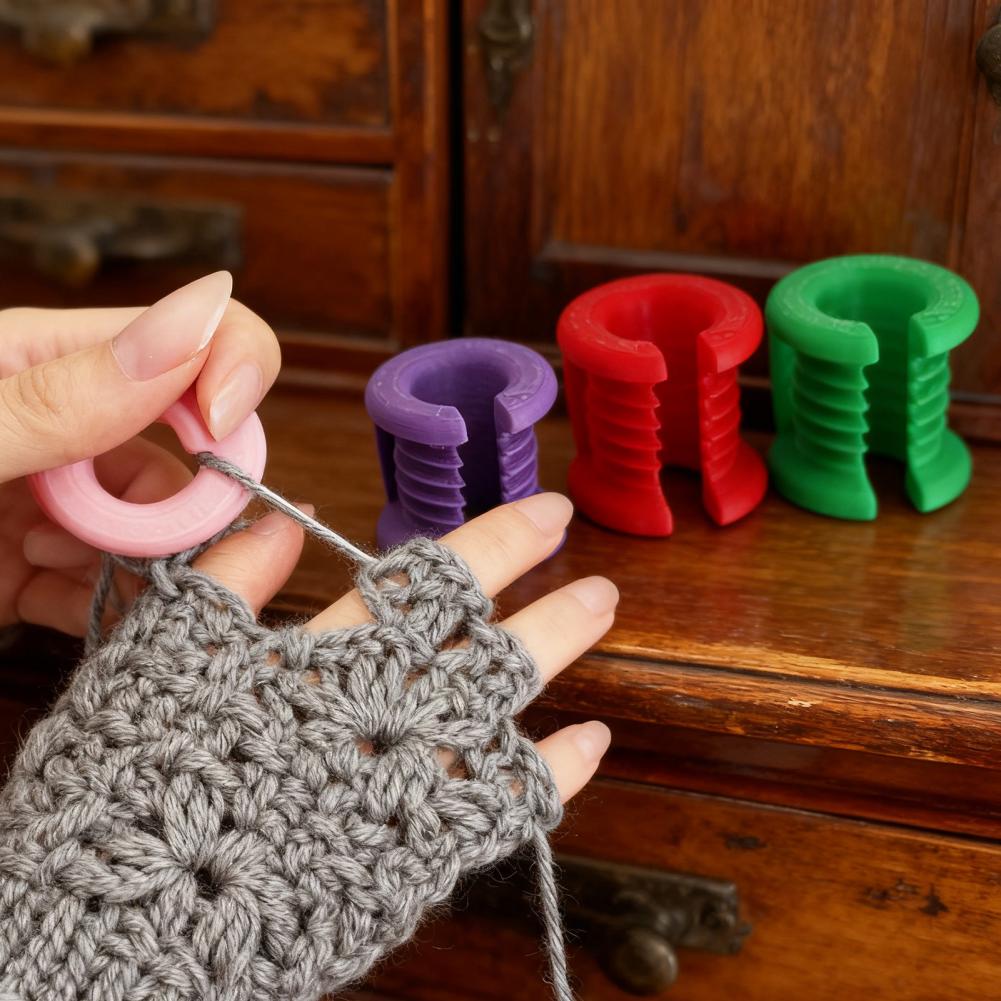 Finger Protector Crochet Helper Yarn Knitting Finger Guard Pink Crochet Finger Sleeve Crochet Tool For Slippery Threads