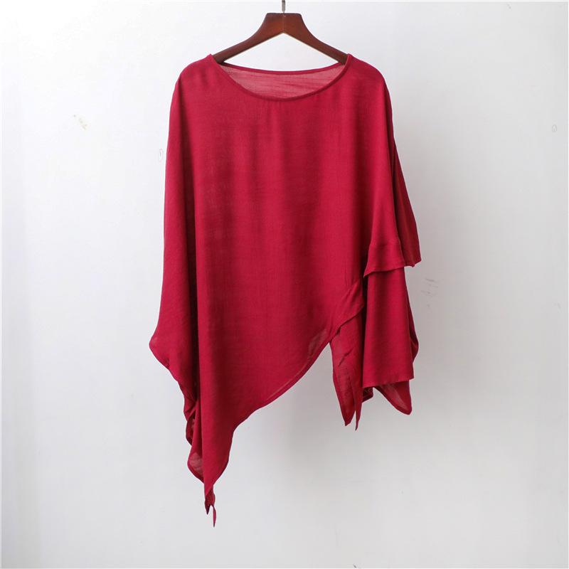 Women's Summer 2025 Irregular Hem Loose Fit Sunscreen T-Shirt