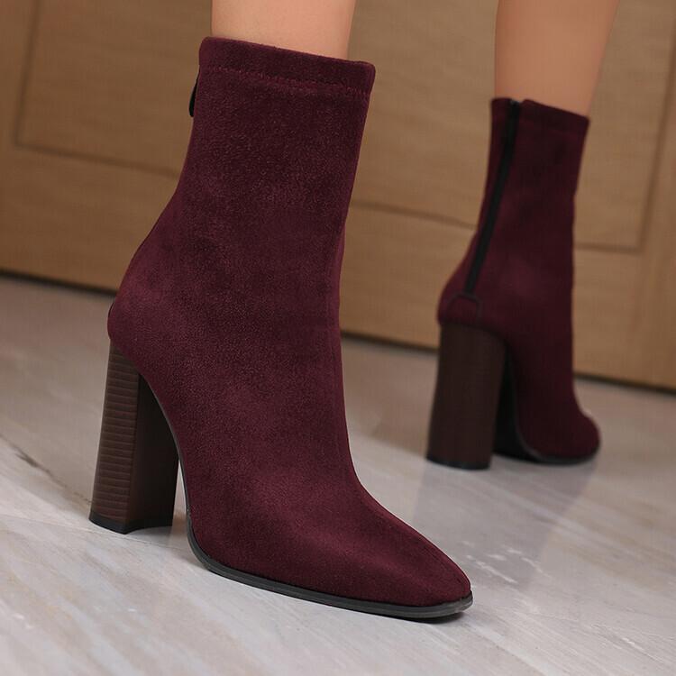 Retro duży rozmiar buty krótkie na wysokim obcasie damskie gruby obcas nowe damskie buty Martin nie męczą buty krótkie na wysokim obcasie