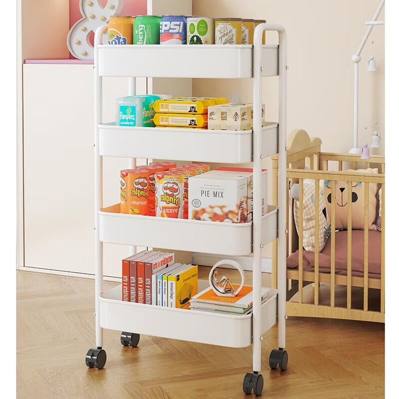 Multipurpose 4-Tier Round Tube Storage Rack Cart