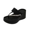 Summer Women Platform Wedges Heel Slippers Fashion Crystal Clip Toe Shoes Ladies Casaul Dress Street Style Slides