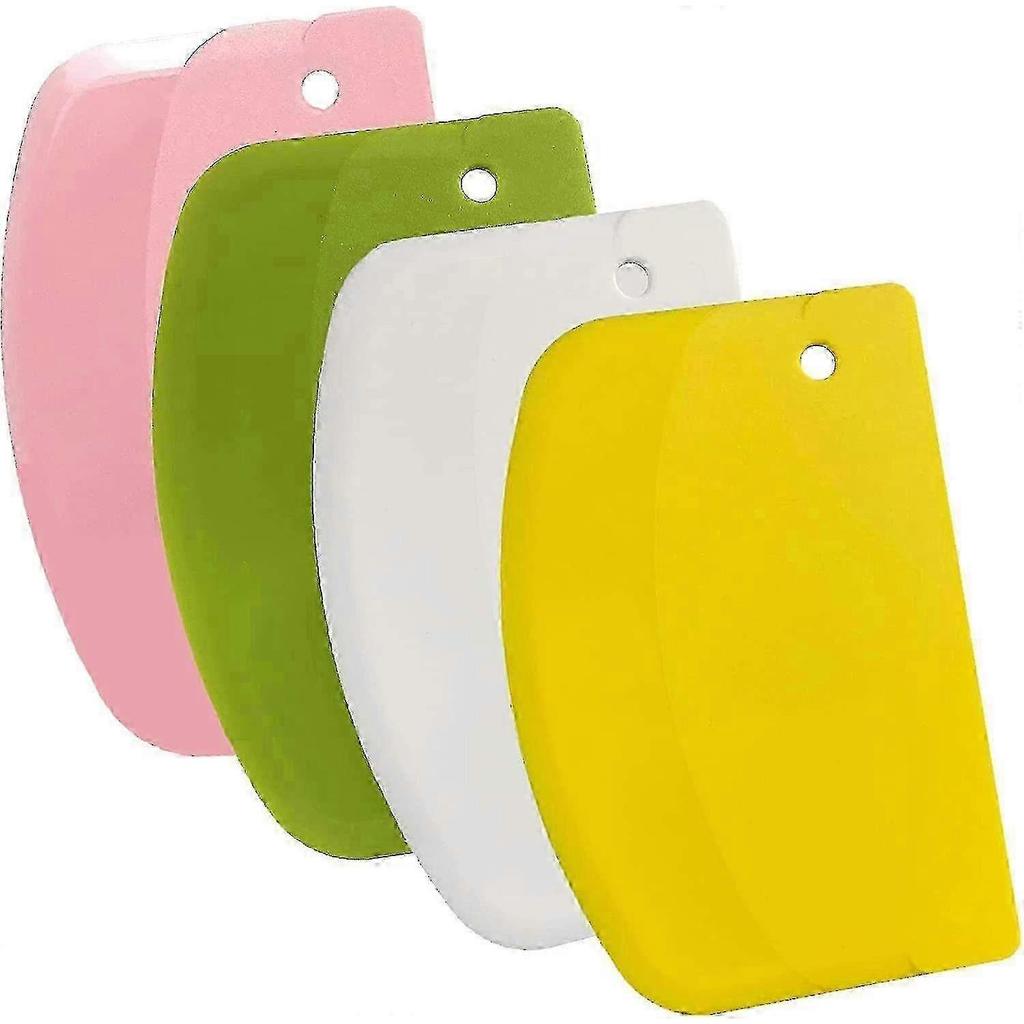 4-Piece Set of Dough and Pastry Scrapers Plastic Table Knife Bowl Scraper and Cake Decorating Bread Knife in Mixed Colors - MXBC