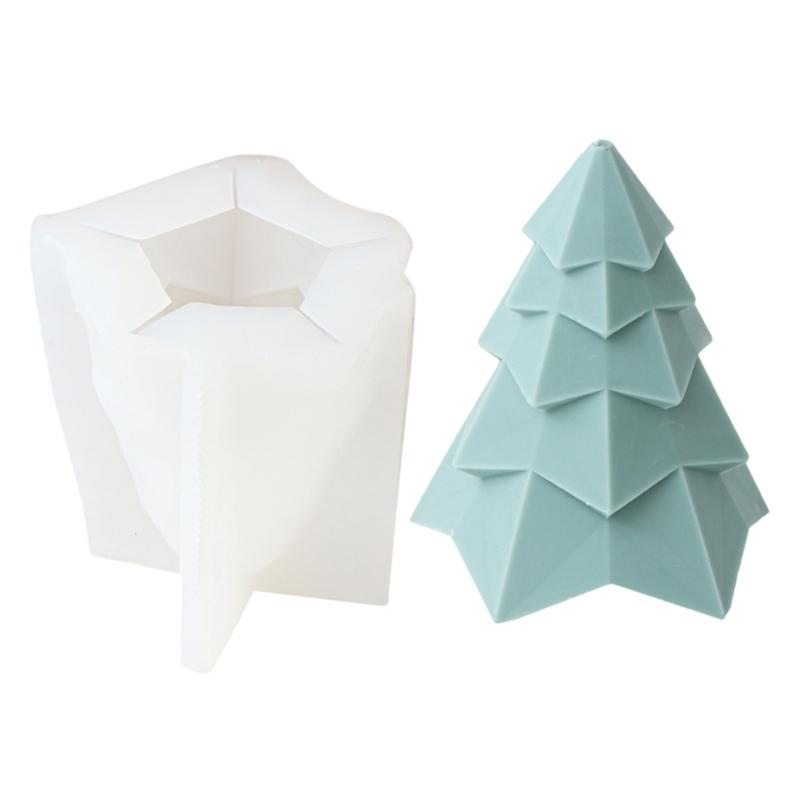 Flexible Silicone Mold Handmade Scented Candle Mould Geometric Christmas Tree Aromatherapys Mold Home Decorations