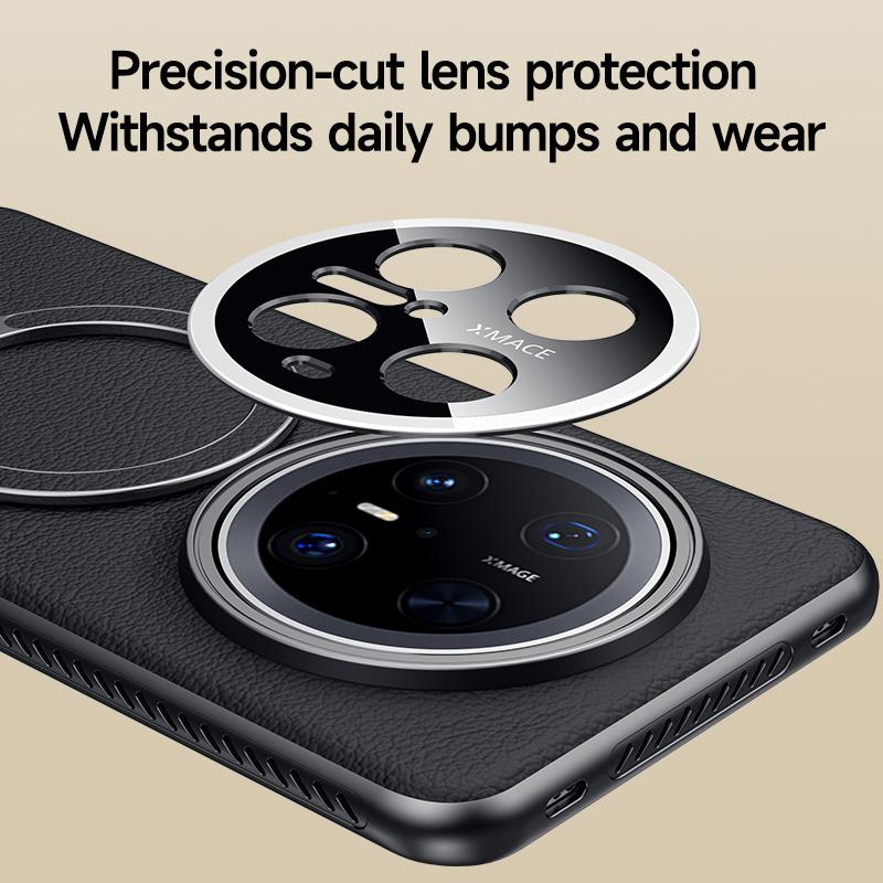 Heat Disspation 360 Rotatable Metal Stand Case For Huawei Mate 60 70 Pro+ Plus Vegan Leather Cover Eco-Friendly Shell