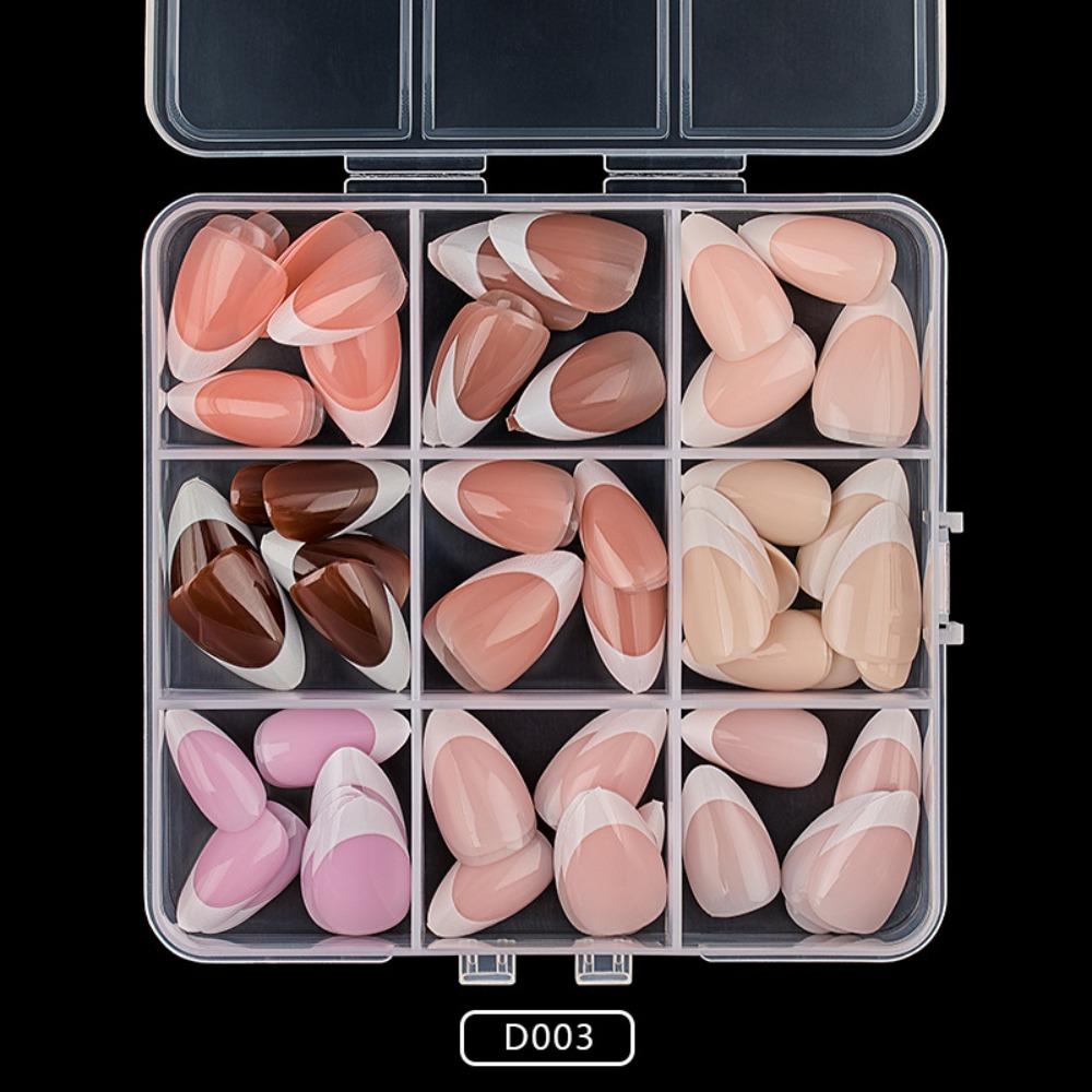 108pcs Mixed Color Fake Nail Almond Coffin Press On Nails New French False Nail  DIY