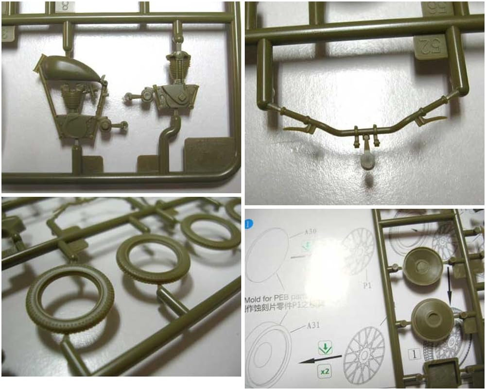 Bronco Model British Triumph Motorcycle 3HW Set of 3 British Soldiers and 2 Plastic Model CB35035 1/35 Type, Bikes,