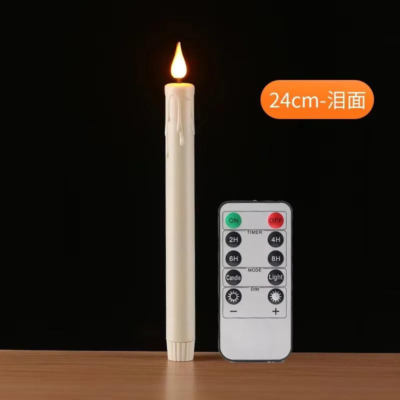 

Светодиодные беспламенные мерцающие конусные свечи с пультом дистанционного управления, свеча на батарейках, пламя, ручные подсвечники, слезы, длинная светильник-свеча