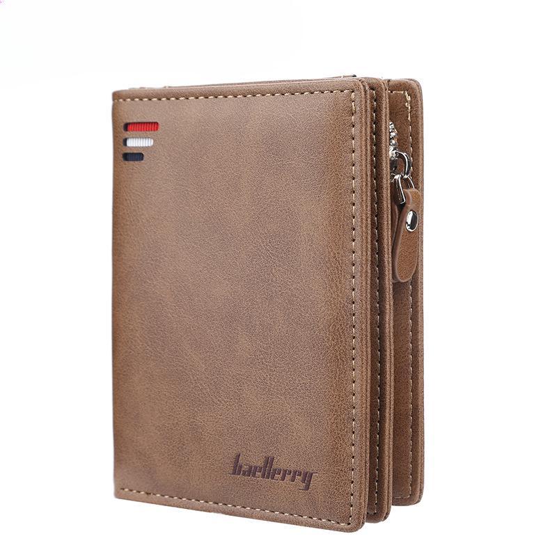 Leather Card Holder Wallets for Men Short Style Fashion Zipper Wallet with Coin Pocket CLE