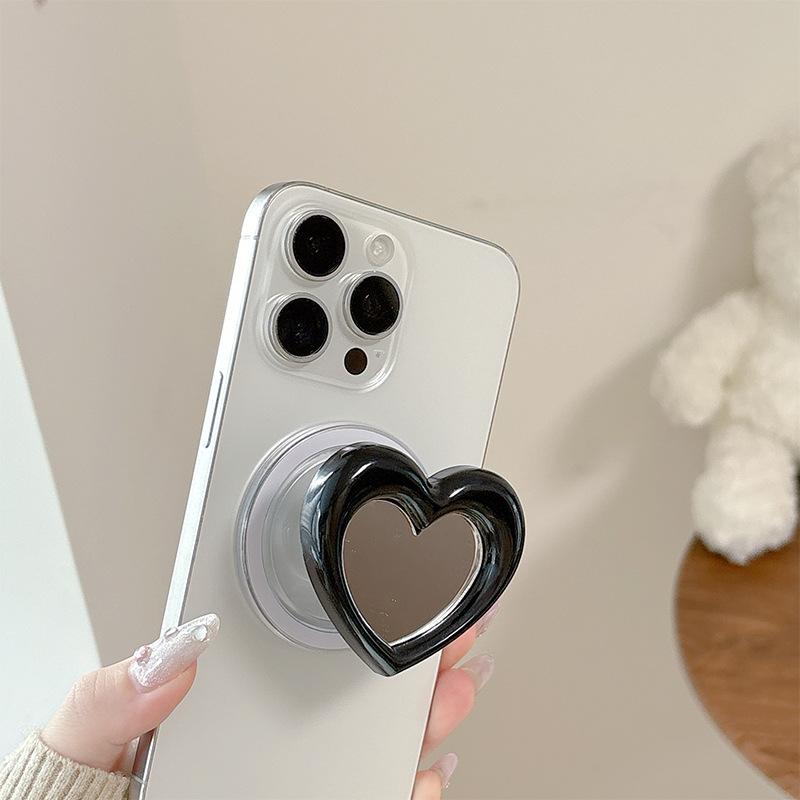 Simple Wind Love Mirror Lazy Ring Portable Mobile Phone Magnetic Suction Airbag Bracket Retractable Desktop Watching Drama