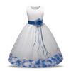 Robe de Mariage de Princesse Fait Main pour Enfants avec Fleurs en Tulle et Ceinture