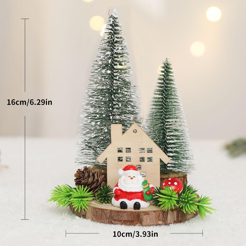 Christmas Tree Mini Tabletop Ornament Flocking Snow PE Tree Festive Scene Ornament Christmas Tree