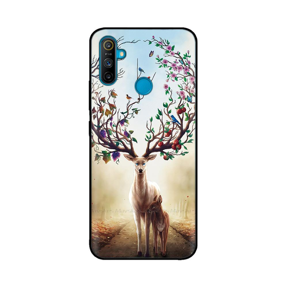 Etui do Realme C3 Miękkie Czarne Silikonowe TPU Wzór Tylna Klapka Do OPPO Realme C3 RMX2020 C 3 RealmeC3 Malowane Etui na Telefon Fundas