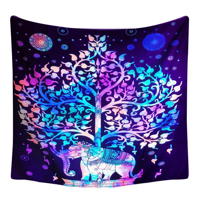 

УФ-флуоресцентный гобелен с изображением богемских слонов, настенный гобелен, домашний декор 150X100cm