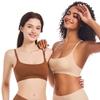 Damen Dünne BH-Abdeckung Ohne Bügel Elastisch Weich Rundhals Fixierte Cups Tanktop BH-Abdeckung