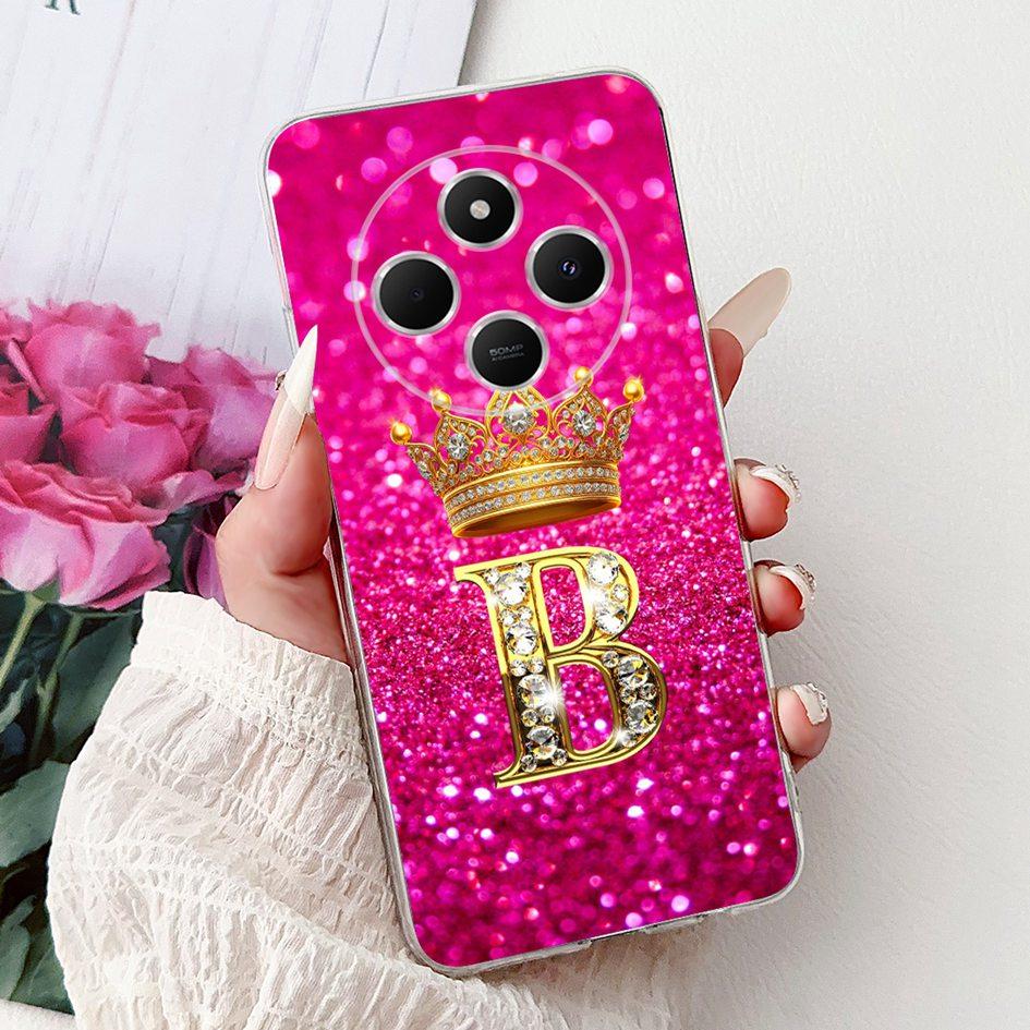 

For Xiaomi Redmi 14C 4G Case Redmi 14R 5G Cover Luxury Crown Letters Silicone Couple Phone Cases For Xiaomi Poco C75 C 75 Bumper Poco C75 4G