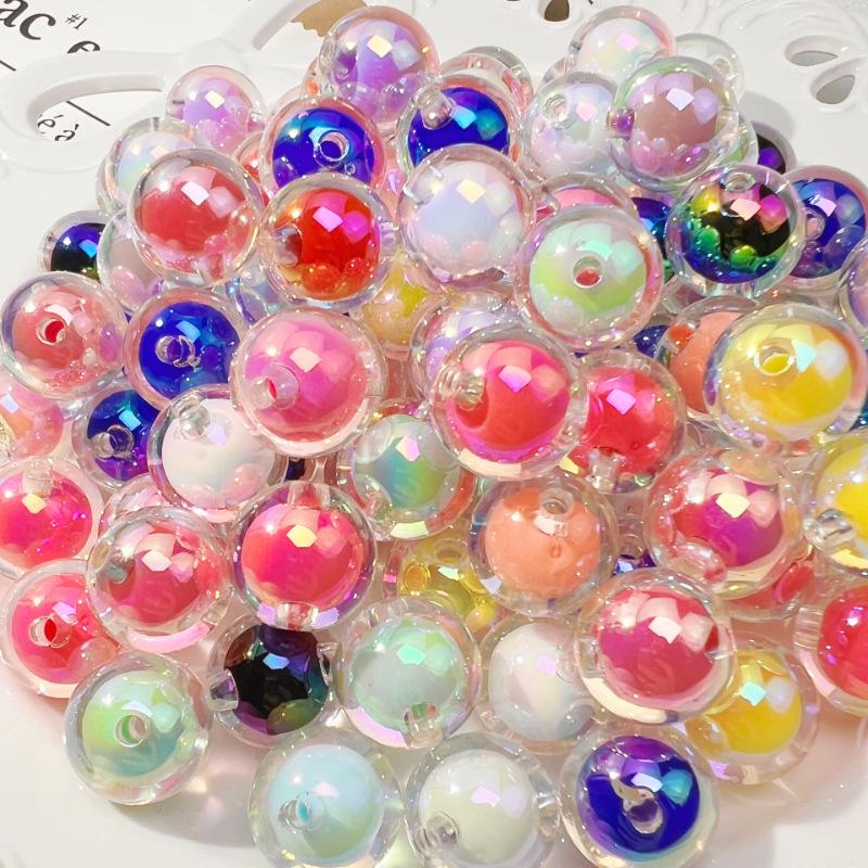 16mm Colorful UV-Plated Acrylic Round Beads for DIY Jewelry, Phone Chains, Wind Chimes, and Car Hangings