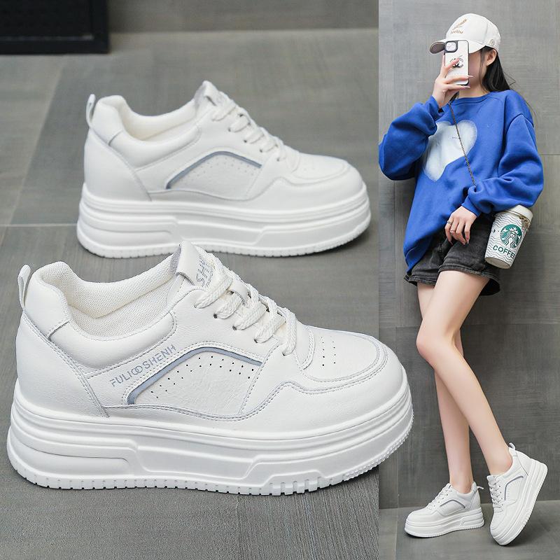 Popular Little White Shoes 2025 Spring and Autumn New Shoes Fashionable Versatile Thick Baseplate Shoes Casual Shoes Muffin Sports Shoes Women