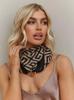 Magnetic Closure Neck Scarf for Women Soft Lightweight Square Patterned Fashionable Neck Wrap with Decorative Metal Beads Suitable for Daily Wear