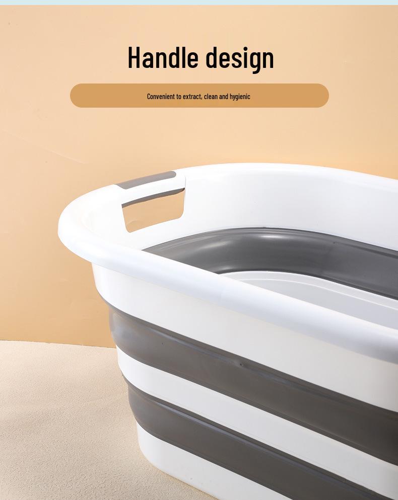 Collapsible Plastic Laundry & Pet Bath Basin with Storage