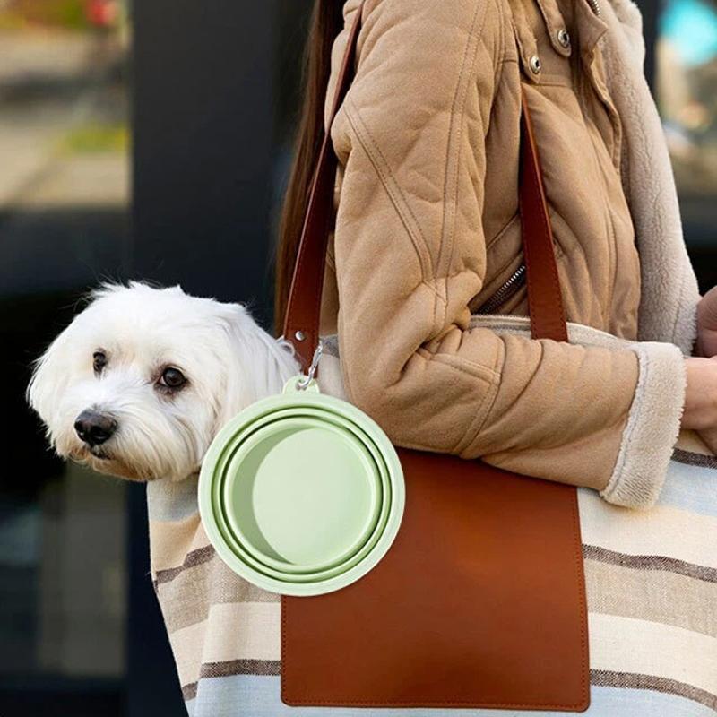 Macaron Folding Bowl For Dogs Going Out Portable Folding Bowl Pets Eating Bowl Outdoor Drinking Bowl Drinking Water