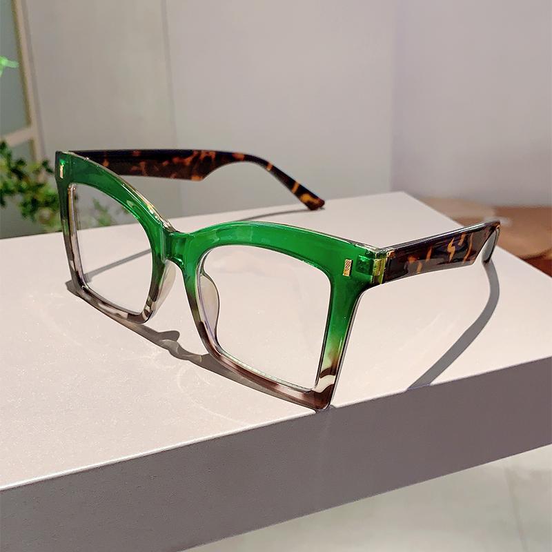 Vintage Square Glasses Frames Women Stylish Oversized Non-prescription Eyeglasses Ins Trendy Brand Design Eyewear