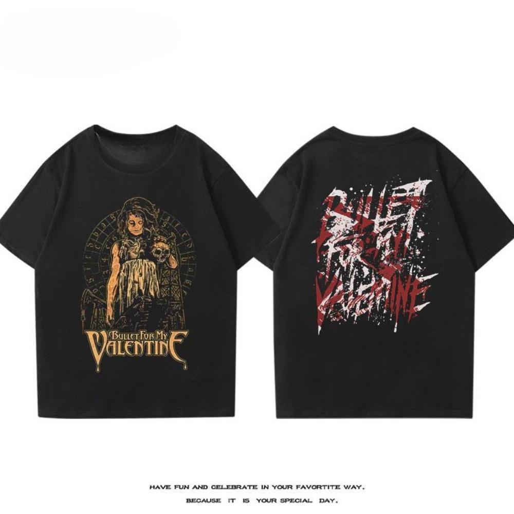 Trička metalové rockové kapely Bullet for My Valentine, Pánská a dámská trička s potiskem pro páry s krátkým rukávem, Pro každodenní nošení