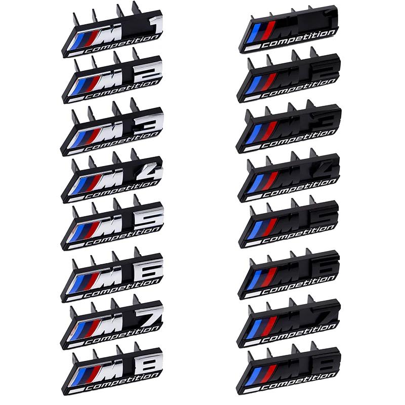 HBSA8 Car Sticker ABS Car Front Grille Emblem M1 M2 M3 M4 M5 M6 M7 X1 X2 X3 X4 X5 X6 X7 For BMW M Competition LOGO Decor Car Styling A
