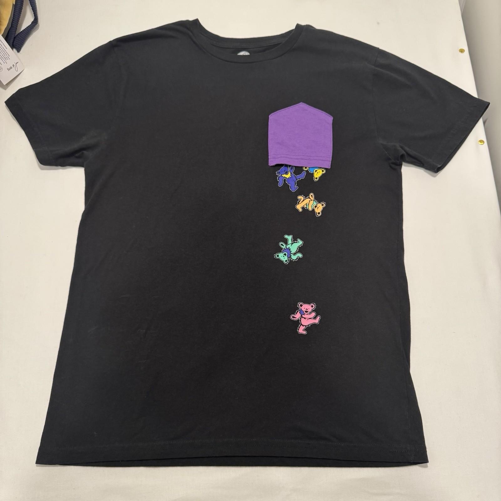 Grateful Dead Dancing Bears Black Graphic T-Shirt unique Size M Pocket Sticker S разноцветный