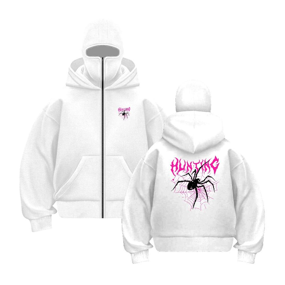 Мужская толстовка на молнии с принтом кричащего паука, Харадзюку, очень большая толстовка, модная свободная одежда, удобная толстовка XXL