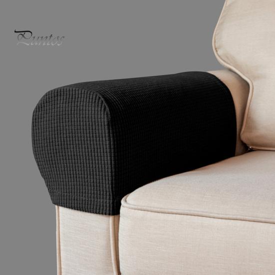 Sofa Arm Cushion Covers 2 Pcs Cover Elastic Thickened Dirt-resistant Solid Color Set Soft Fabric Anti-Slip Couch Armrest Protectors Recliner