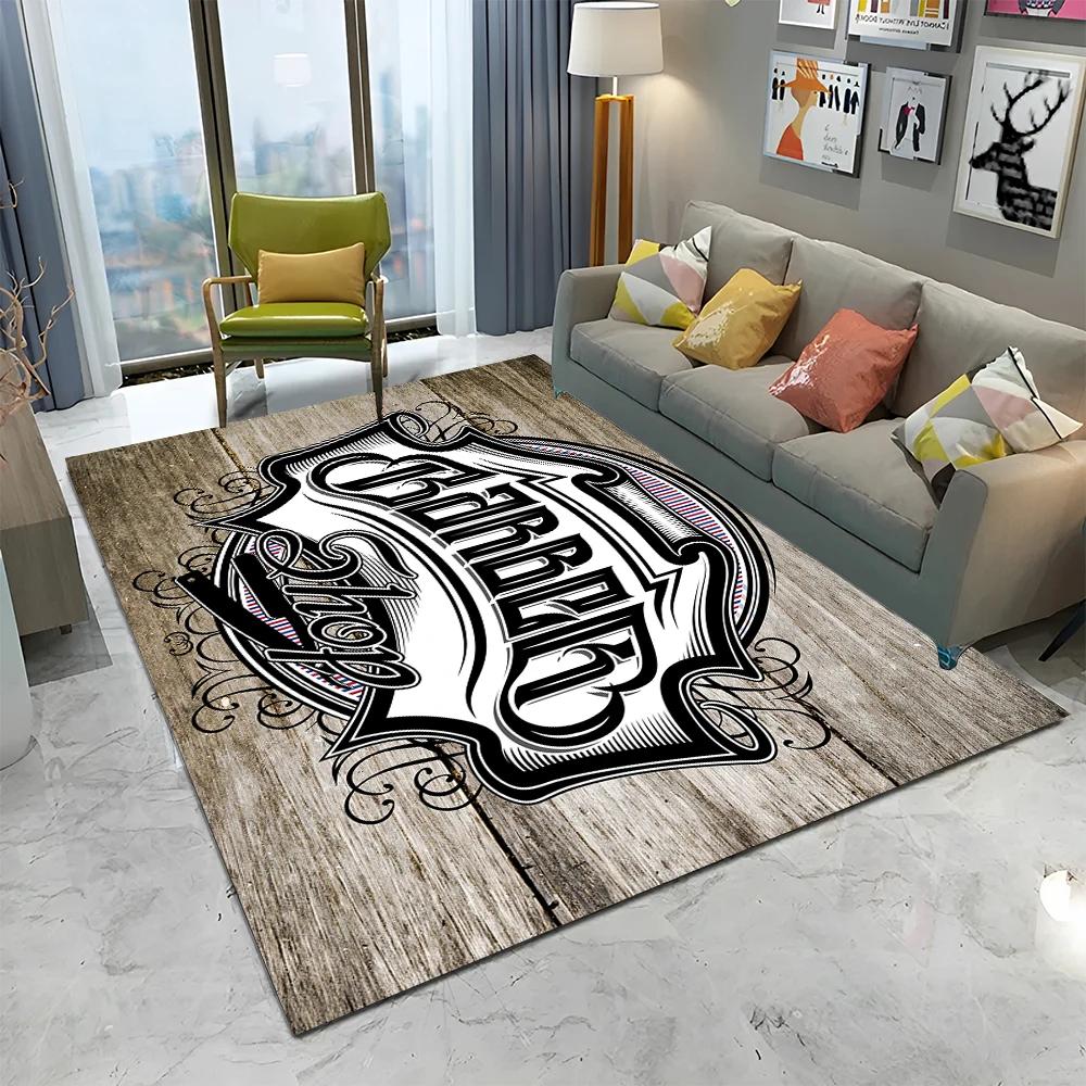 3D Holičství Lebka Vintage Znamení HD Koberec Kobereček pro Domov Obývací Pokoj Ložnice Pohovka Rohožka Dekor, Dětský Koberec Protiskluzová Podložka na Podlahu