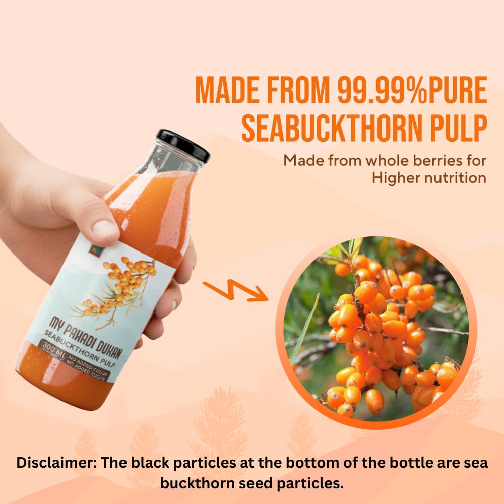 My Pahadi Dukan Himalayan Sea Buckthorn Berry Pulp 100ml Natural Juice For Skin Health Immune Support And Vitality