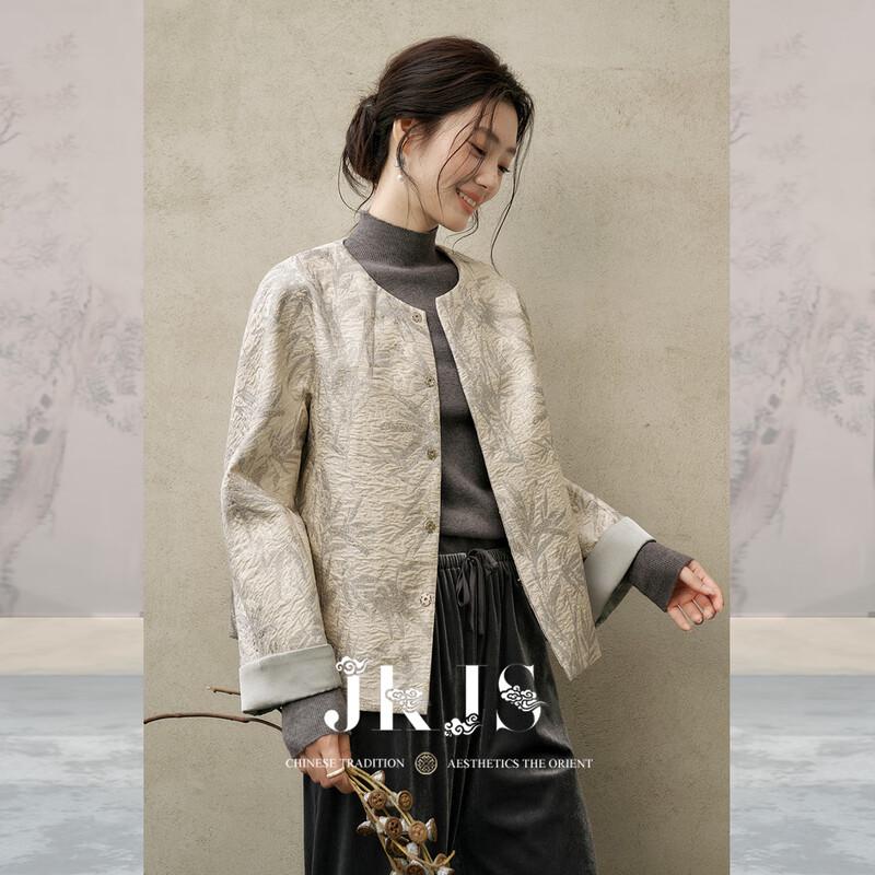 JK&JS Golden Bamboo Jacquard New Chinese Style Short Coat