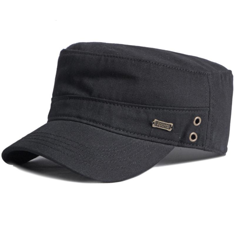 HT3609 100% Cotton Baseball Cap Men Women Flat Top Cadet Army Military Cap Spring Summer Sun Cap Male Adjustable Baseball Hat