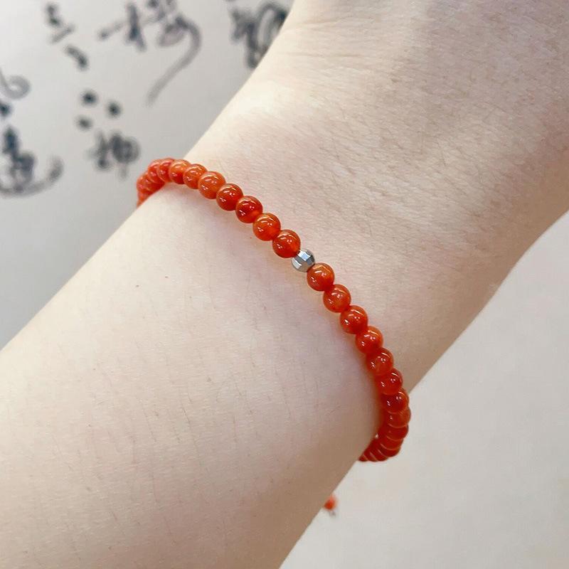 

S925 Серебряный Южный Красный Световой Шаровой Браслет Женский Merbers Merbers