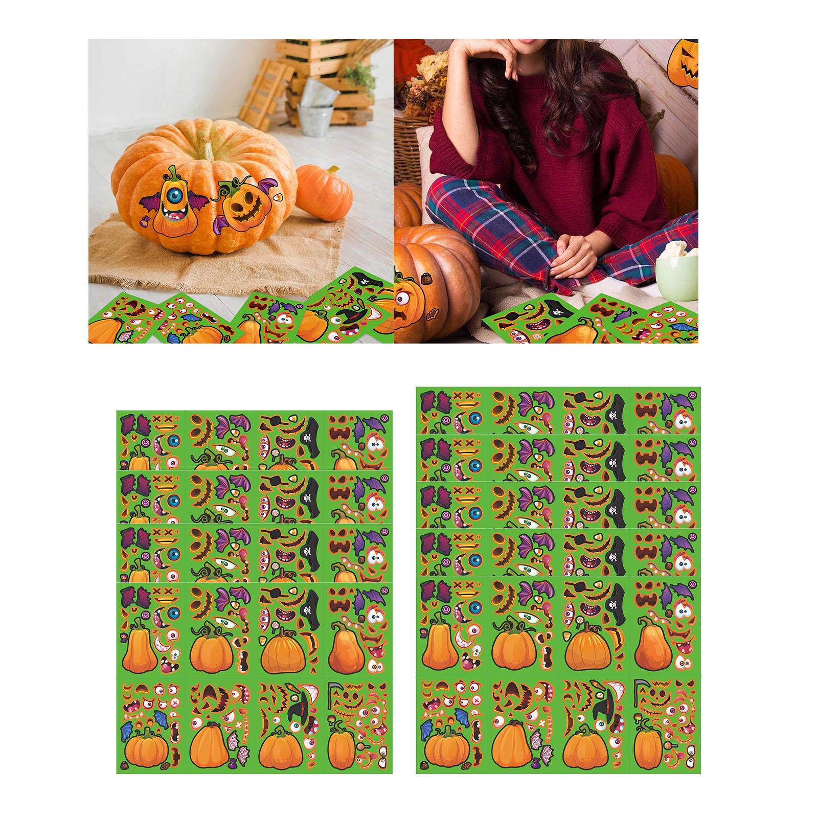 

Halloween Pumpkin Decorating Stickers DIY Sticky Decorative for Child for Celebrations Scrapbook Holidays Festivals Party Favor Quantity 40