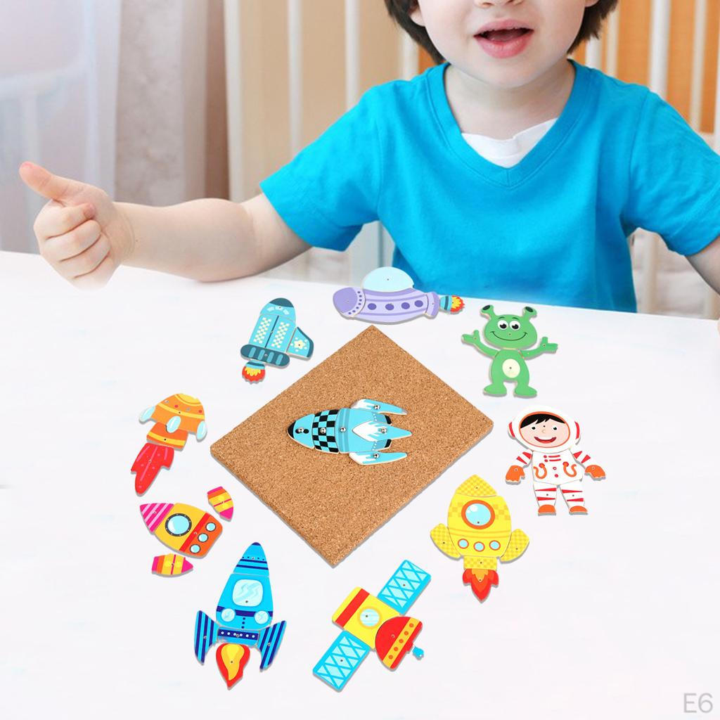 Children Wooden Knocking Puzzles Toy Cork Hammer Matching Puzzle Early Education Toys for Age 3-
