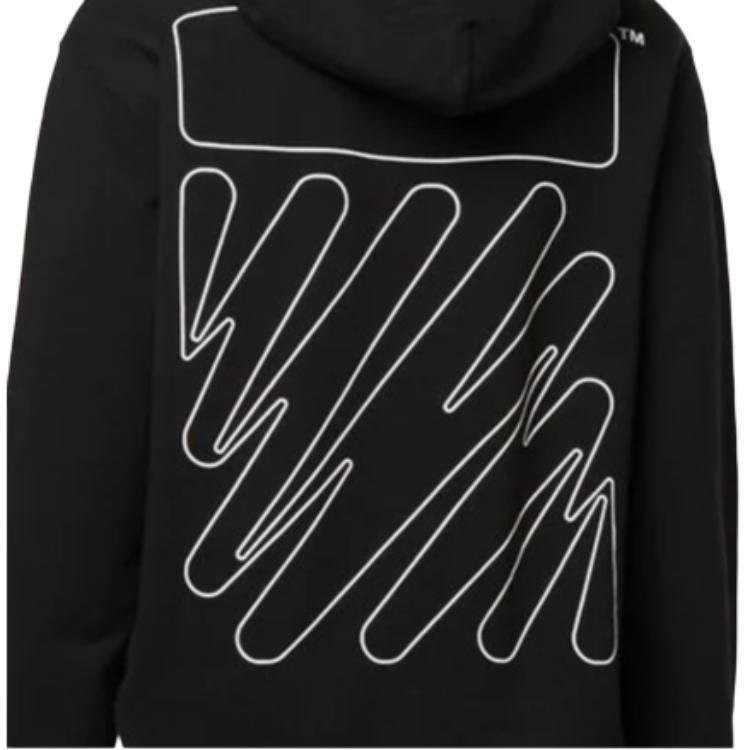 OFF WHITE Felpa con Cappuccio Diag Slim Contorno Onda OMBB097F22FLE0151001