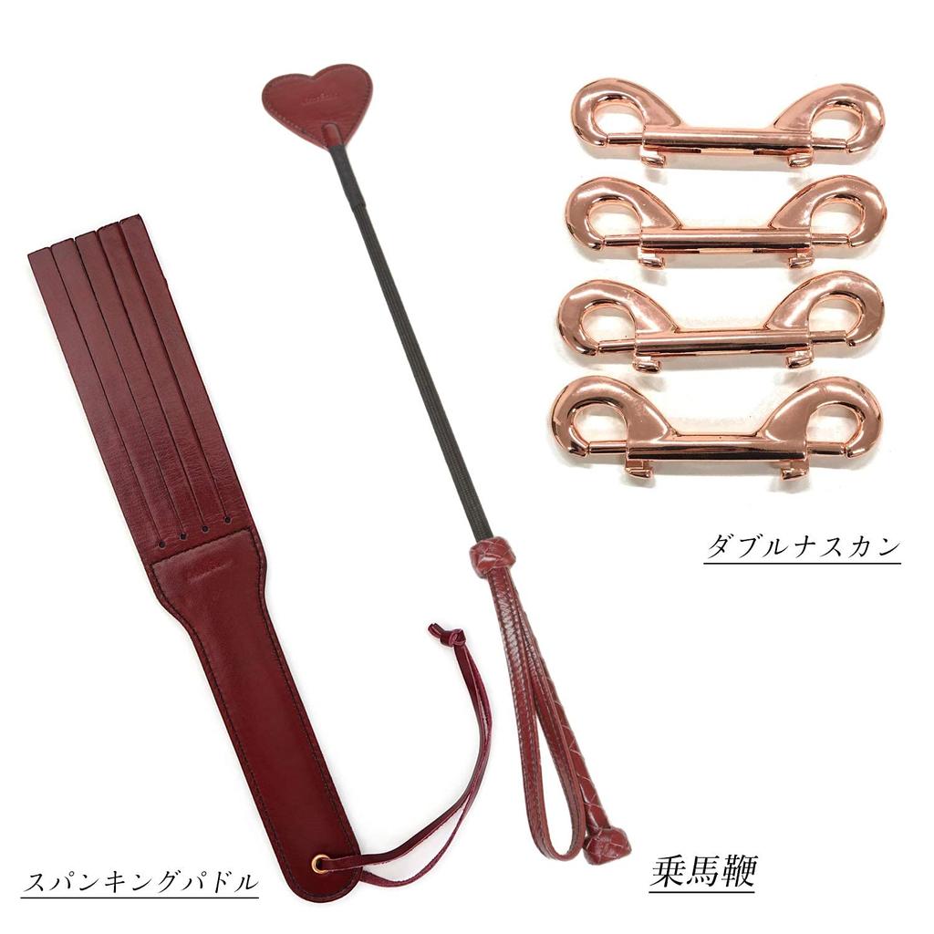 Liebe Seele SM Goods Restraints 8 Piece Set Wine Red Luxury Genuine Leather Training Queen M (Thigh Shackles Size)