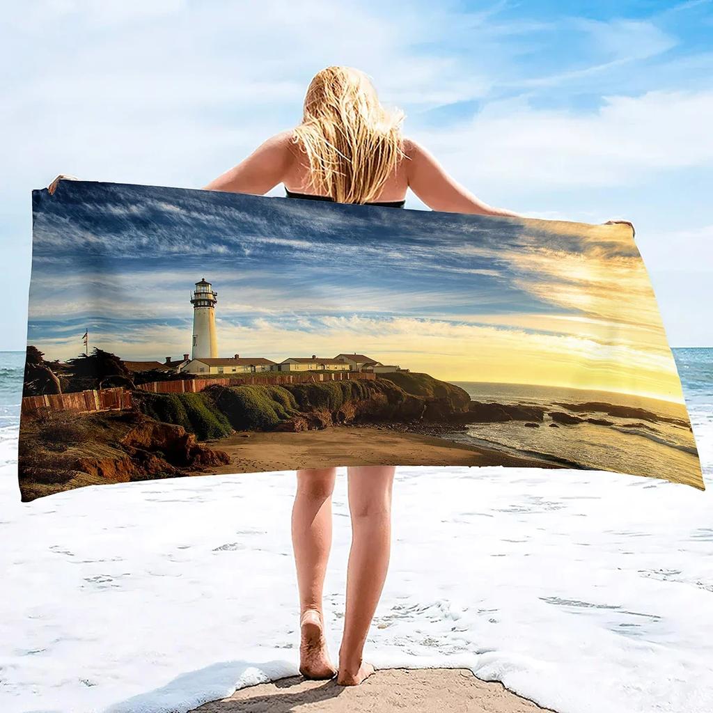 Mikrofaser Strandtücher Übergröße Stranddecke Handtuch Tragbar Leuchtturm Weich Super Wasserabsorbierend Vielseitiges Überwurfhandtuch