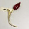 Vintage Red Tulip Shaped Flower Bud Broochs for Women Girls Exaggerated Metal Big Petal Brooch Suit Pins Jewelry Gifts