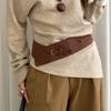 Luxurious Matte Finish Wide Belt PU Waistband Slimming For Women Retro Clasp Two Color Option Easy Styling