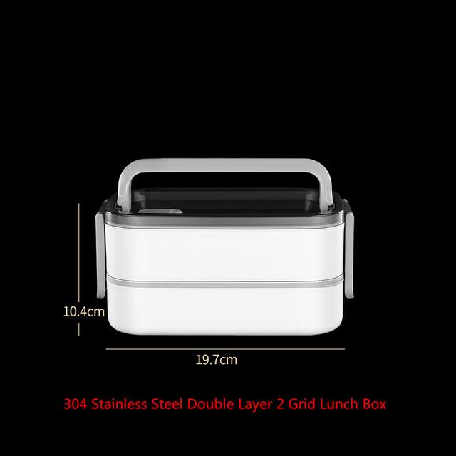 Изолированный ланч-бокс из нержавеющей стали для школьников офисных работников двухслойный бенто переносной контейнер для хранения еды в микроволновой печи 3673₽