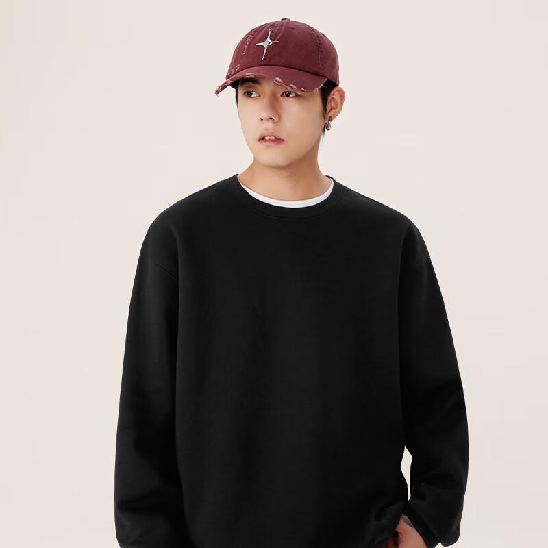 MINISO Men's Winter Fleece Lined Crew Neck Sweatshirt